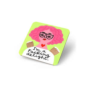Pink: Grumpy Angel Coaster - I'm A Fucking Delight