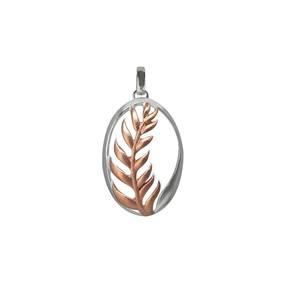 Sterling: Ascending Fern Necklace Pendant - Rose Gold & Silver