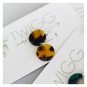 Dark Tortoiseshell Disc Earrings