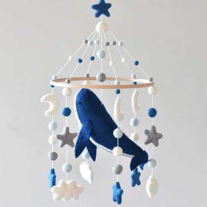 Baby Mobiles: Handmade NZ Wool Baby Mobile - Blue Whale