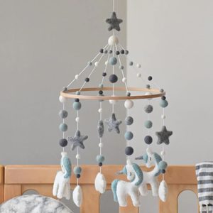 Handmade NZ Wool Baby Mobile - Mint Unicorn