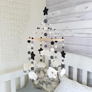 Handmade NZ Wool Baby Mobile - Sheep Dreams Black