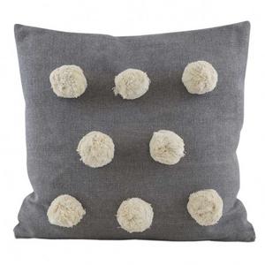 Kids Cushions: Grey Pom Pom Cushion (50cm)
