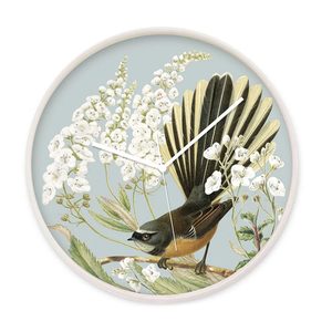 Fantail and Fiordland Parahebe Clock (32cm)