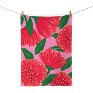 Bright Pink Pohutukawa Tea Towel