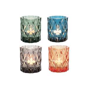 Jumble Sale: Glass Tea Light Holder Set - Gem (4pc)