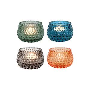 Jumble Sale: Glass Tea Light Holder Set - Bubble (4pc)