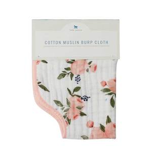 Little Unicorn: Cotton Muslin Burp Cloth – Watercolour Roses