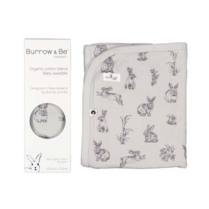 Organic Cotton Baby Wrap - Grey Burrowers