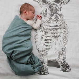 Organic Cotton Muslin Wrap - Storm