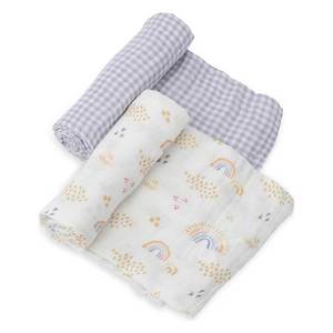 Deluxe Muslin Swaddle 2pk – Rainbow Gingham