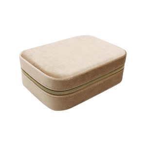 Velvet: Rectangular Velvet Jewellery Box - Beige