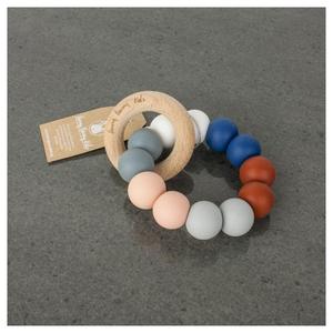 Funny Bunny Kids: Silicone & Wood Teether - Rust & Navy