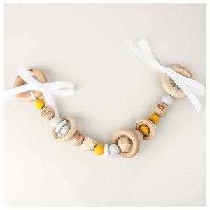 Funny Bunny Kids: Silicone & Wood Pram Garland/Teether - Mustard Round