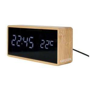Rattan Seagrass Bamboo: Tube Digital USB Alarm Clock - Bamboo