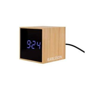 Rattan Seagrass Bamboo: Mini Cube Digital USB Alarm Clock - Bamboo
