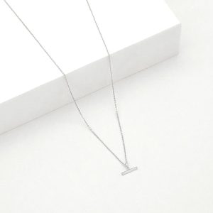 Mini T-Bar Necklace - Silver