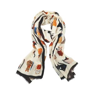 Womens Scarves Snoods: Cappy Cat Scarf - Cream