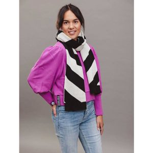 Womens Scarves Snoods: Ziggy Diagonal Stripe Scarf – Black & White