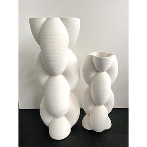 Vases: 3D Printed Porcelain Vase - Tall Wave (40.5cm)
