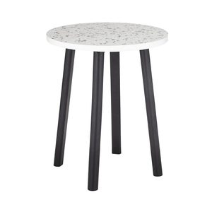 Round Side Tables: Letta Terrazzo Side Table - Black