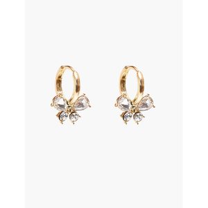 Gold Crystal Bow Huggie Earrings