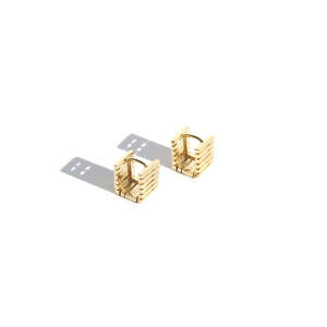 Gold Earrings Nz: Gold Box Huggie Earrings