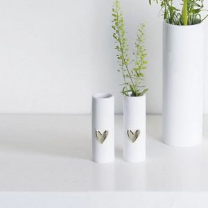 Porcelain Mini Heart Vase Set/2 - Silver