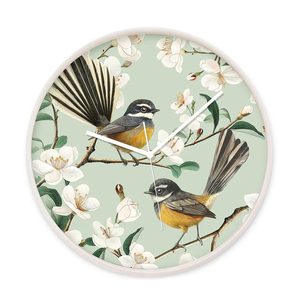 Glorious Green: Chatty Fantails Clock (32cm)