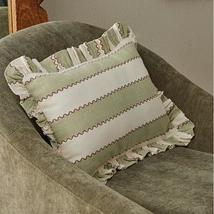 Camilla Cotton Stripe Cushion - Pistachio (35x50cm)