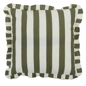 Bonny Olive Stripe Ruffle Cushion (50cm)