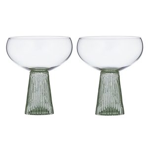 Giselle Ribbed Coupe Glasses - Seafoam (2pc)