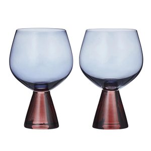 Barware: Pyramid Glass Goblets - Russet/Blue (2pc)