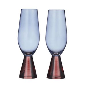 Pyramid Glass Flutes - Russet/Blue (2pc)
