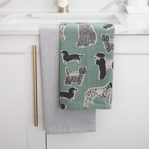 Dogs: Woof Tea Towel Set - Aqua Storm (2pc)