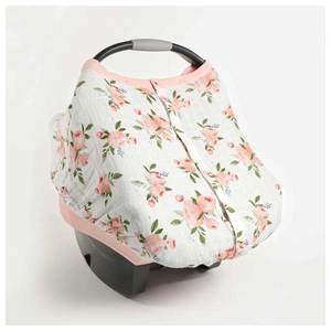 Cotton Muslin Car Seat Canopy - Watercolour Roses