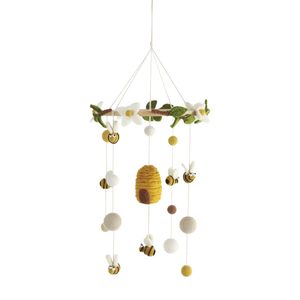 Mustard Yellow: Handmade NZ Wool Baby Mobile - Bees