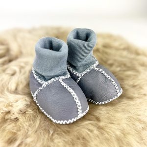 Sheepskin Baby Booties - Blue