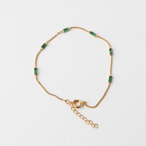 Glorious Green: Kiki Baguette Bracelet - Gold/Green