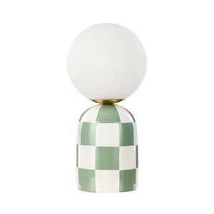 Glorious Green: Archie Green Checker Table Lamp (32cm)