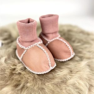 Pink: Sheepskin Baby Booties - Pink