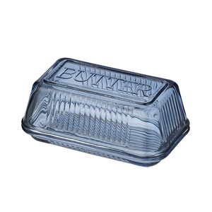 Blue Glorious Blue: Lia Glass Butter Dish - Denim Blue