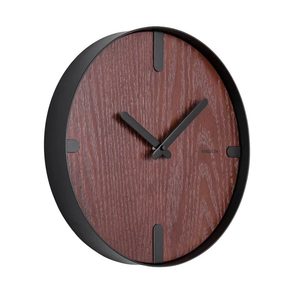 Earthy Tones: Dashed Wall Clock - Walnut/Black (30cm)