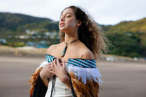 Kahurangi Blue Designs: Kingfisher Blue Contemporary Korowai