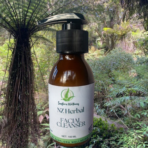 Products: NZ Herbal Facial Cleanser with Kawakawa & Kiwi Oil Sanflora Wellbeing