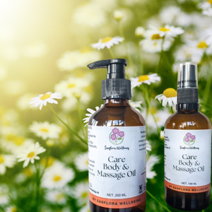Products: CARE Body & Massage Oil, soothing & warming Sanflora Wellbeing