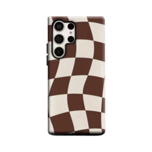 Products: Brown and White Wavy Checkerboard – Samsung Case