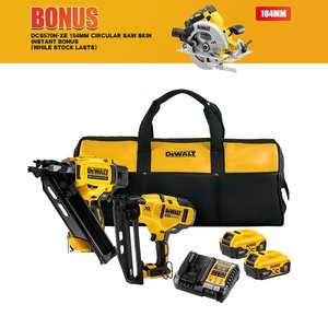 Products: Dewalt DCK246P2-XE  18V XR V33˚ Framing Gun 18V XF 16GA Finish Nailer, 2 x 5Ah Batteries Bag – K Power Tools NZ