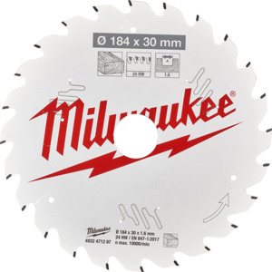 Products: Milwaukee 4932471297 184mm (7-1/4″) x 30mm 24T Framing Circular Saw Blade – K Power Tools NZ