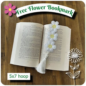 ree In the hoop Flower Bookmark - Kreative Kiwi Embroidery Designs